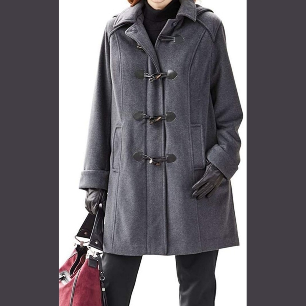Catherines gray wool pea coat jacket plus 26/28W
